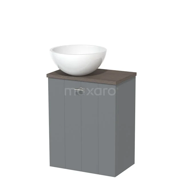 Toiletmeubel met Waskom Mineraalmarmer Modulo Middengrijs Lamel 41 cm Donkerbruin Eiken Blad TMK10-05347