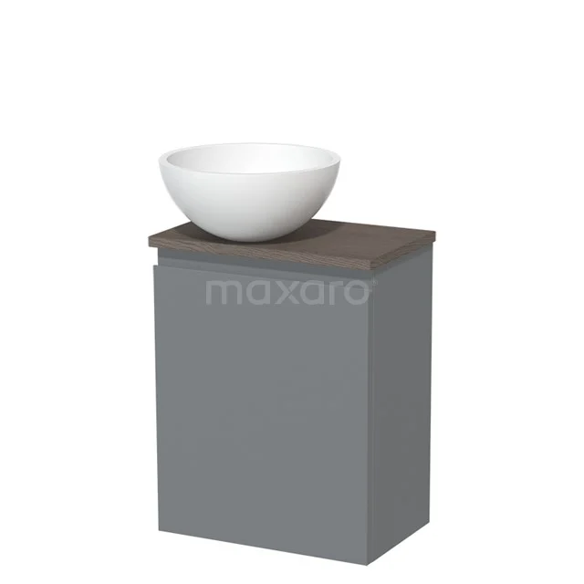 Toiletmeubel met Waskom Solid Surface Modulo Middengrijs Greeploos 41 cm Donkerbruin Eiken Blad TMK10-05353
