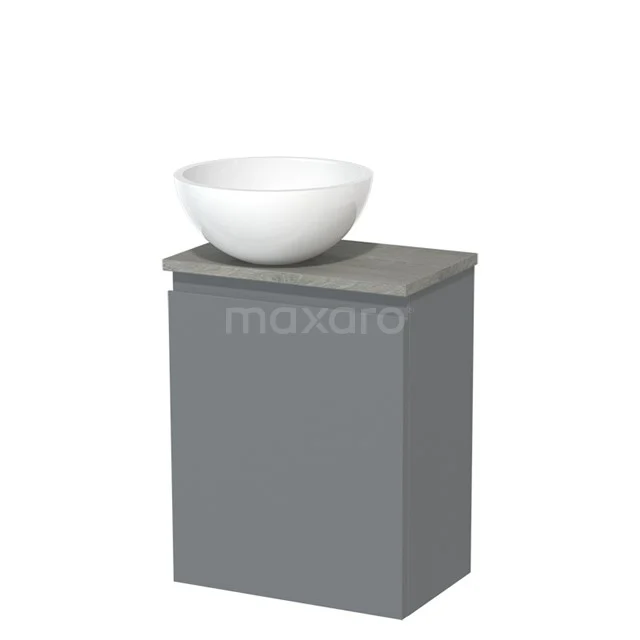 Toiletmeubel met Waskom Mineraalmarmer Modulo Middengrijs Greeploos 41 cm Grijs Eiken Blad TMK10-00730