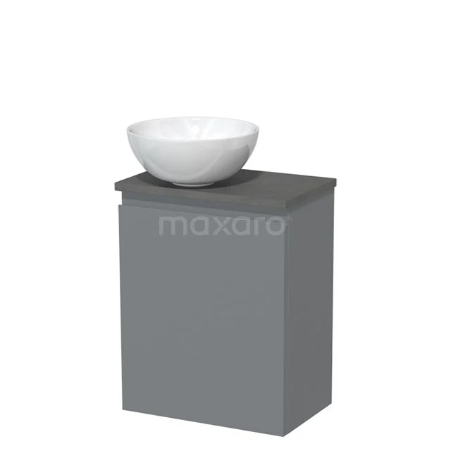 Toilet unit with wash basin | 41 cm Mid grey Handleless front High-gloss white Ceramic wash basin Dark grey concrete worktop TMK10-05415