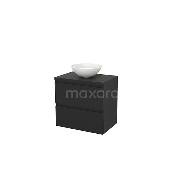 Badkamermeubel voor Waskom 70cm Modulo+ Plato Carbon 2 Lades Greeploos BMK001701