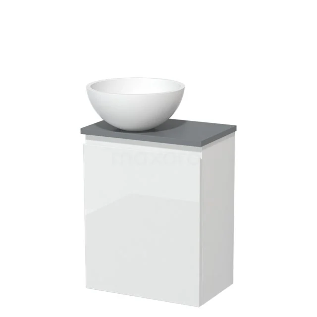 Toiletmeubel met Waskom Solid Surface Modulo Hoogglans Wit Greeploos 41 cm Middengrijs Blad TMK10-00806