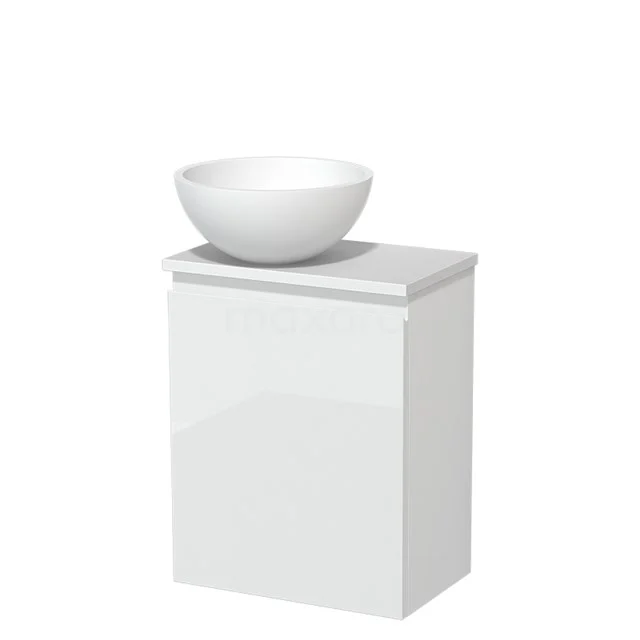Toilet unit with wash basin | 41 cm High-gloss white Handleless front Matte white Solidtop wash basin Matte white worktop TMK10-05453