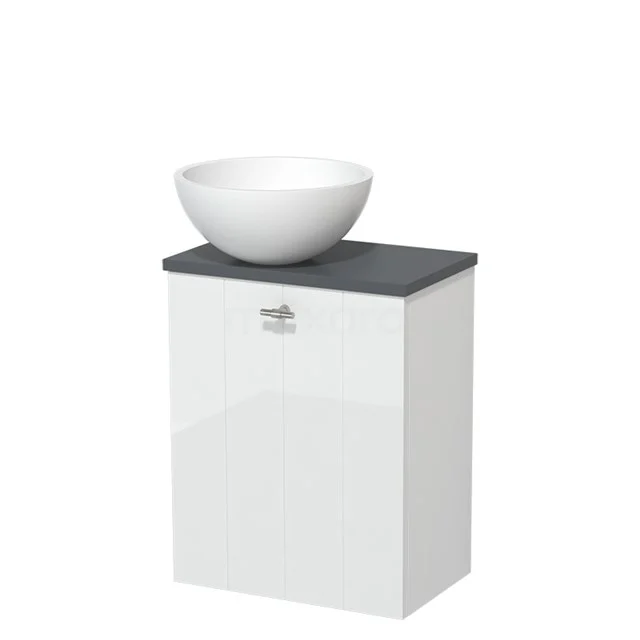 Toiletmeubel met Waskom Solid Surface Modulo Hoogglans Wit Lamel 41 cm Donkergrijs Blad TMK10-00841