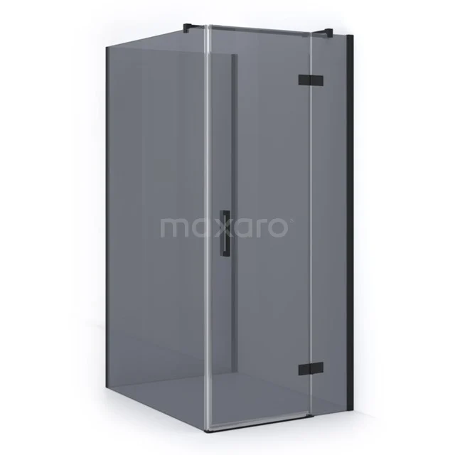 Pearl Shower enclosure | 120x90 cm Matte black Smoke glass Pivot door Rectangle CPHV-091254321M Shower enclosure square, black frame, clear glass, modern design; ideal for stylish bathroom design.