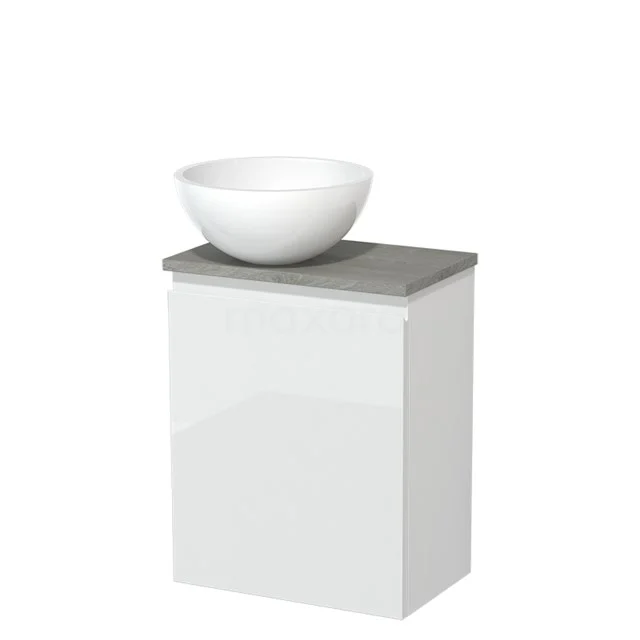 Toiletmeubel met Waskom Mineraalmarmer Modulo Hoogglans Wit Greeploos 41 cm Grijs Eiken Blad TMK10-00985