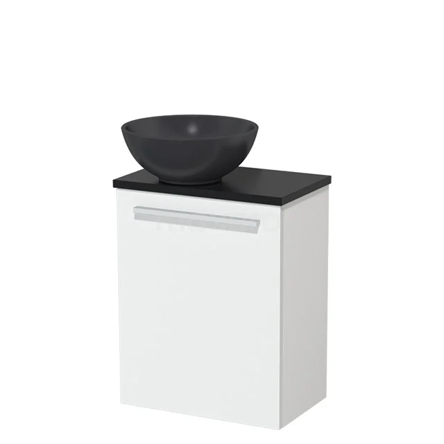Toilet unit with wash basin | 41 cm Matte white Flat front Matte black Quartz countertop wash basin Matte black worktop TMK10-04695