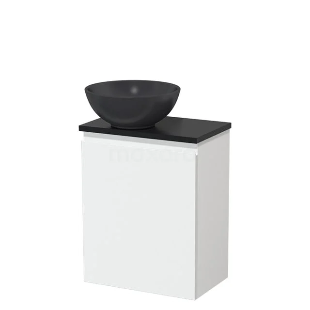 Toilet unit with wash basin | 41 cm Matte white Handleless front Matte black Quartz countertop wash basin Matte black worktop TMK10-04705