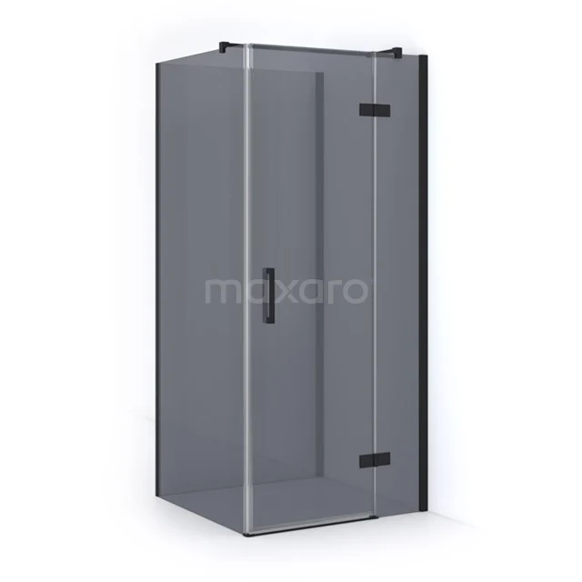 Diamond Shower enclosure | 90x90 cm Matte black Smoke glass Pivot door Semi-detached square CDF22360909311MB