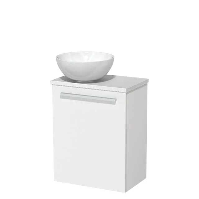 Toilet unit with wash basin | 41 cm Matte white Flat front High-gloss white Ceramic countertop wash basin High-gloss white worktop TMK10-05640