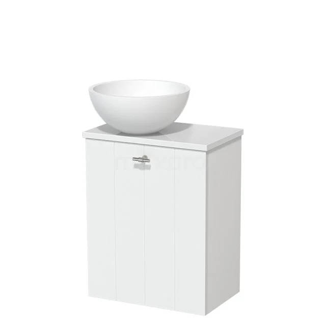 Toiletmeubel met Waskom Solid Surface Modulo Mat Wit Lamel 41 cm Hoogglans Wit Blad TMK10-05648