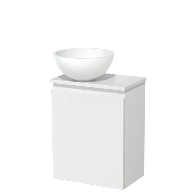 Toiletmeubel met Waskom Mineraalmarmer Modulo Mat Wit Greeploos 41 cm Hoogglans Wit Blad TMK10-05657