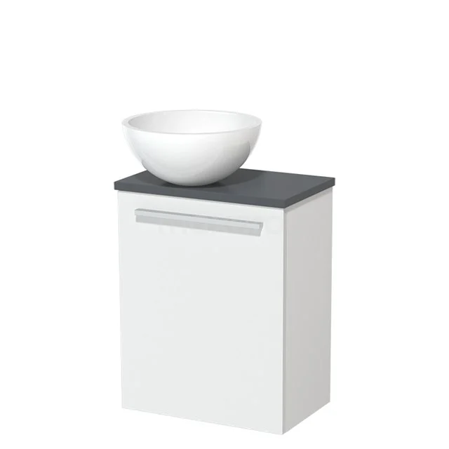 Toilet unit with wash basin | 41 cm Flat front Flat front High-gloss white Mineral marble countertop wash basin Dark grey worktop TMK10-05662