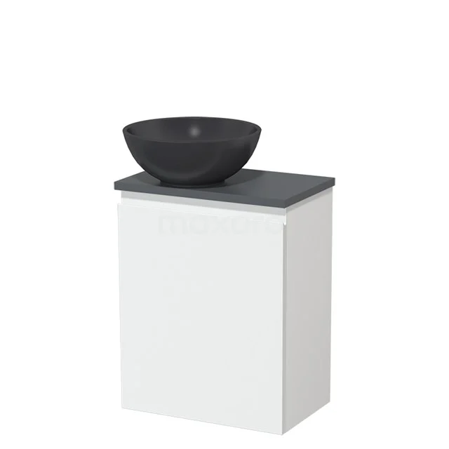 Toilet unit with wash basin | 41 cm Matte white Handleless front Matte black Quartz wash basin Dark grey worktop TMK10-05674