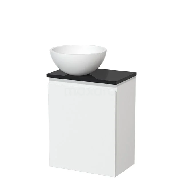 Toiletmeubel met Waskom Solid Surface Modulo Mat Wit Greeploos 41 cm Hoogglans Zwart Blad TMK10-05698
