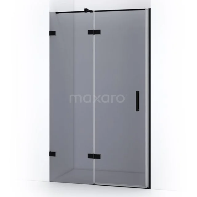 Matt Schwarz Duschkabine mit Klarglas, Eckeinstieg und industrieller Verarbeitung; stilvoll für moderne Bäder.