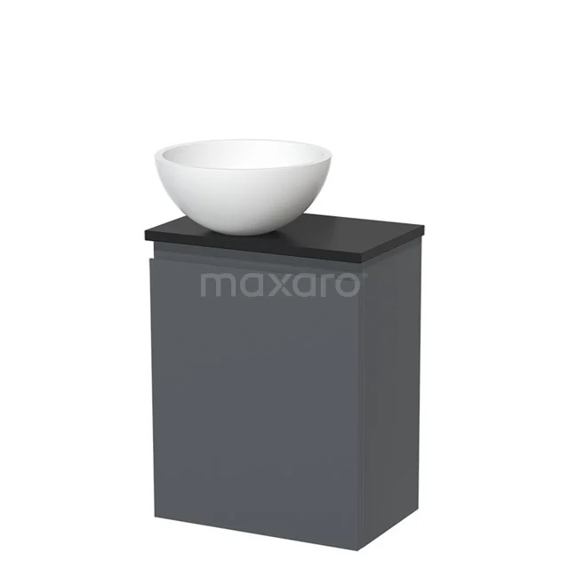 Toiletmeubel met Waskom Solid Surface Modulo Donkergrijs Greeploos 41 cm Mat Zwart Blad TMK10-04724