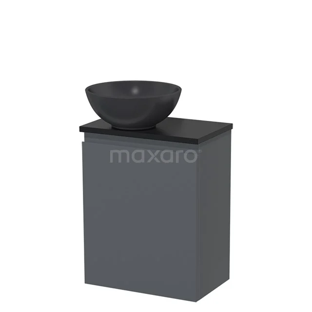 Toiletmeubel met waskom | 41 cm Donkergrijs Greeploos front Mat zwart Quartz waskom Mat zwart blad TMK10-04725