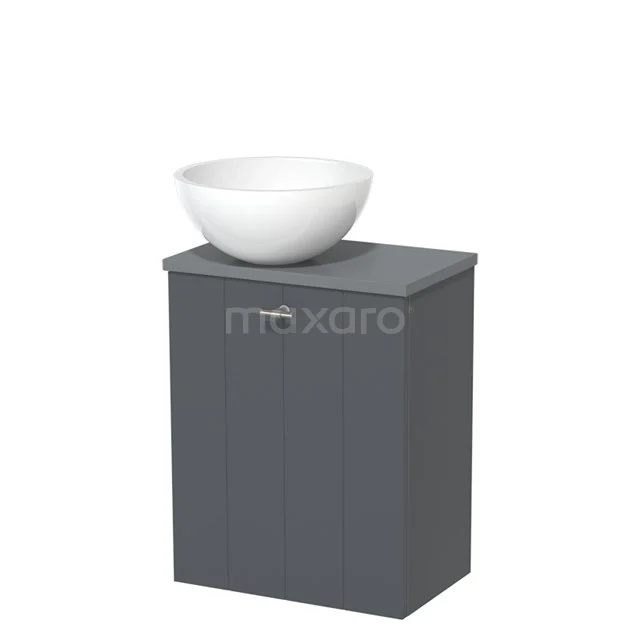 Toiletmeubel met Waskom Mineraalmarmer Modulo Donkergrijs Lamel 41 cm Middengrijs Blad TMK10-01320