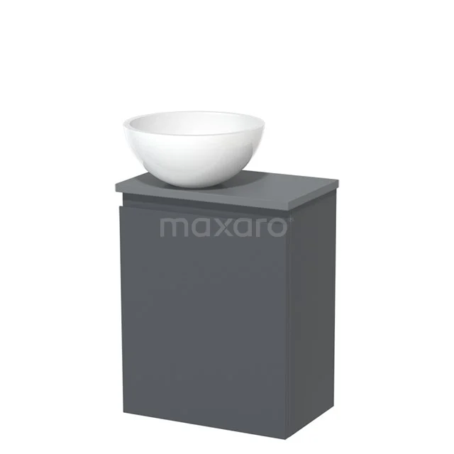 Toiletmeubel met Waskom Mineraalmarmer Modulo Donkergrijs Greeploos 41 cm Middengrijs Blad TMK10-01330