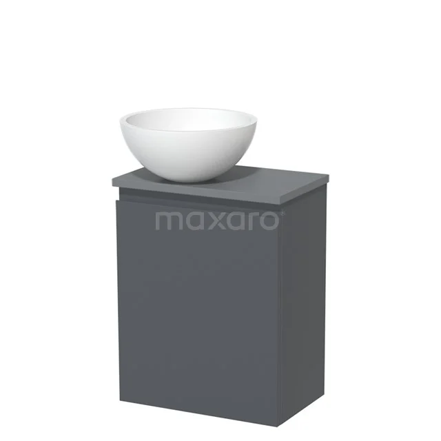 Toiletmeubel met Waskom Solid Surface Modulo Donkergrijs Greeploos 41 cm Middengrijs Blad TMK10-01331