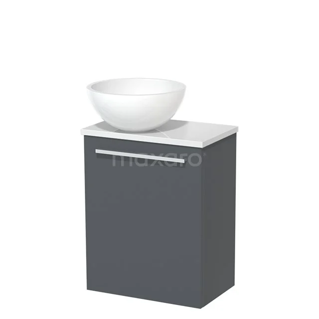 Toilet unit with wash basin | 41 cm Dark grey Flat front High-gloss white Mineral marble countertop wash basin High-gloss white worktop TMK10-05842