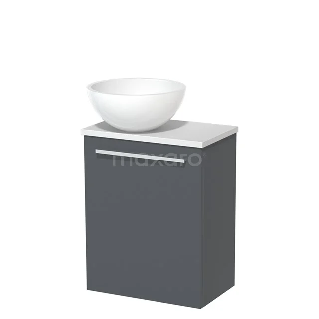 Toilet unit with wash basin | 41 cm Dark grey Flat front High-gloss white Mineral marble countertop wash basin Matte white worktop TMK10-05862
