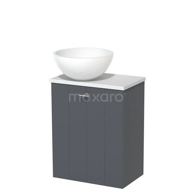 Toiletmeubel met Waskom Mineraalmarmer Modulo Donkergrijs Lamel 41 cm Mat Wit Blad TMK10-01360