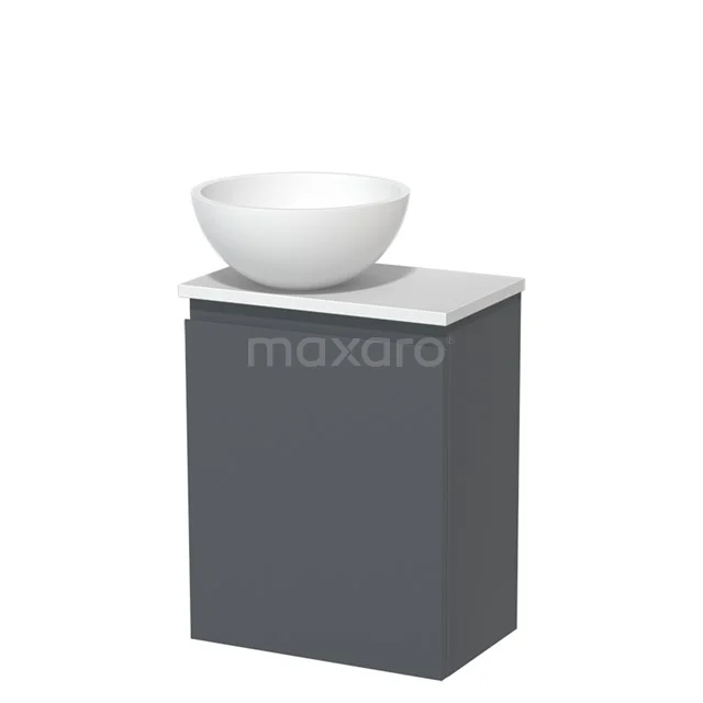 Toiletmeubel met Waskom Solid Surface Modulo Donkergrijs Greeploos 41 cm Mat Wit Blad TMK10-01371