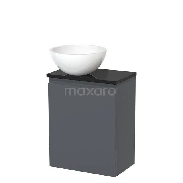 Toiletmeubel met Waskom Mineraalmarmer Modulo Donkergrijs Greeploos 41 cm Hoogglans Zwart Blad TMK10-05892