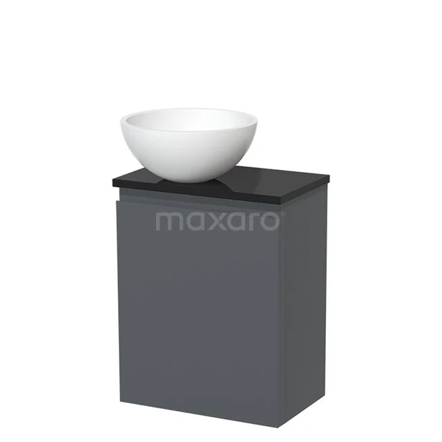 Toiletmeubel met Waskom Solid Surface Modulo Donkergrijs Greeploos 41 cm Hoogglans Zwart Blad TMK10-05893