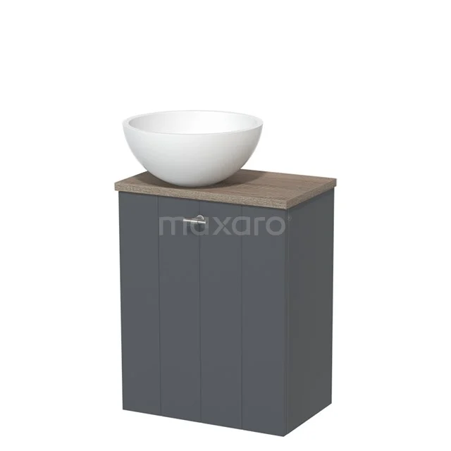 Toiletmeubel met Waskom Solid Surface Modulo Donkergrijs Lamel 41 cm Eiken Blad TMK10-01401