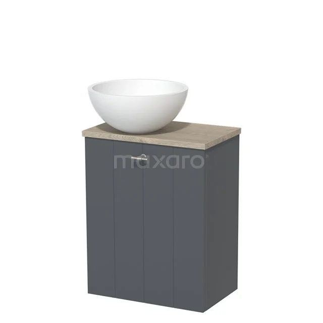 Toiletmeubel met Waskom Solid Surface Modulo Donkergrijs Lamel 41 cm Lichtgrijs Eiken Blad TMK10-05928