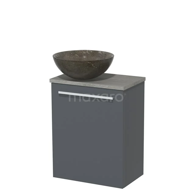 Toilet unit with wash basin | 41 cm Dark grey Flat front Blue stone Natural stone countertop wash basin Grey oak worktop TMK10-01494
