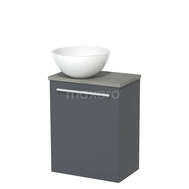 Toilet unit with wash basin | 41 cm Dark grey Flat front High-gloss white Mineral marble basin Mineral marble worktop Grey oak worktop TMK10-01495