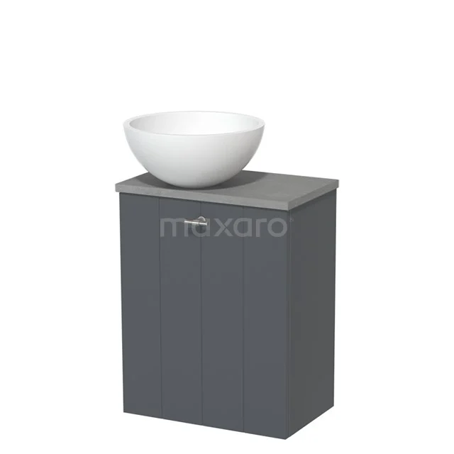 Toiletmeubel met Waskom Solid Surface Modulo Donkergrijs Lamel 41 cm Lichtgrijs Beton Blad TMK10-05988