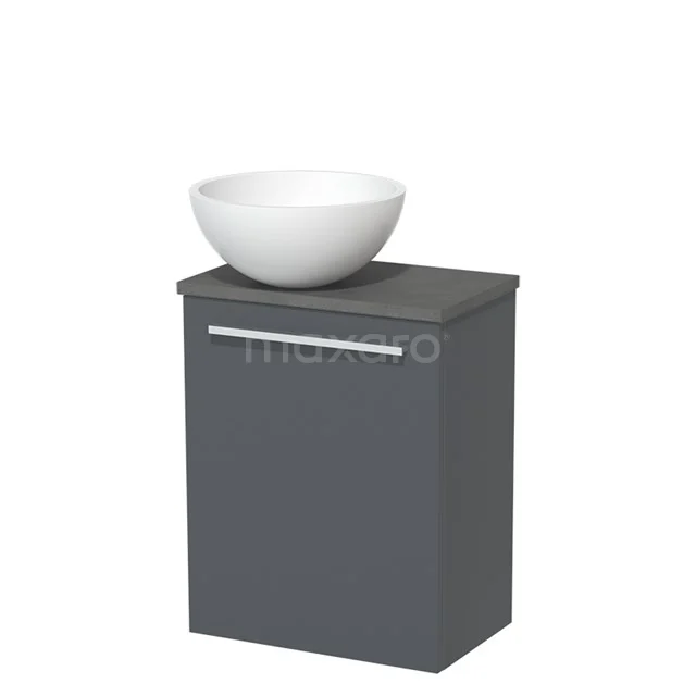Toilet unit with wash basin | 41 cm Dark grey Flat front Matte white Solidtop wash basin Dark grey concrete worktop TMK10-06003