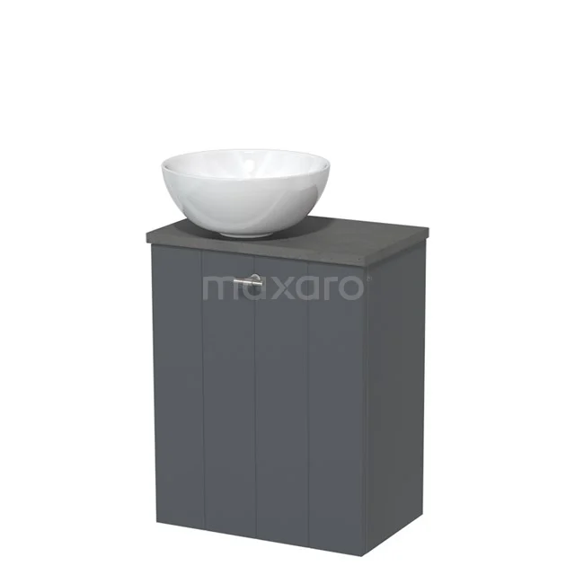 Toiletmeubel met Waskom Keramiek Modulo Donkergrijs Lamel 41 cm Donkergrijs Beton Blad TMK10-06005