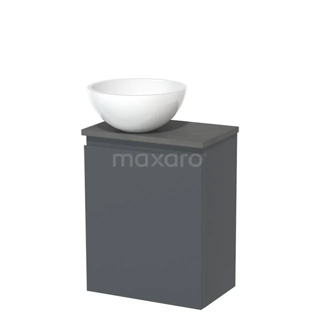 Toilet unit with countertop wash basin | 41 cm Dark grey Handleless front High-gloss white Mineral marble basin Dark grey concrete worktop TMK10-06017