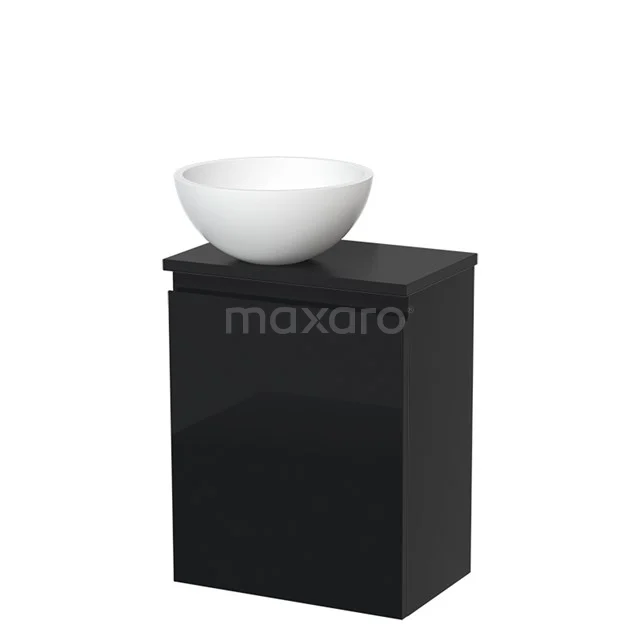 Toiletmeubel met Waskom Solid Surface Modulo Hoogglans Zwart Greeploos 41 cm Mat Zwart Blad TMK10-04744