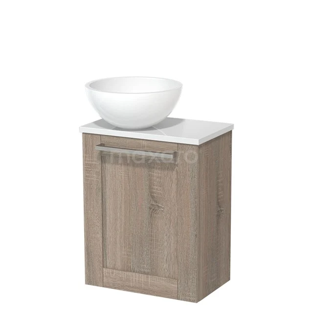 Toilet unit with wash basin | 41 cm Oak Front High-gloss white Mineral marble countertop wash basin High-gloss white worktop TMK10-06237