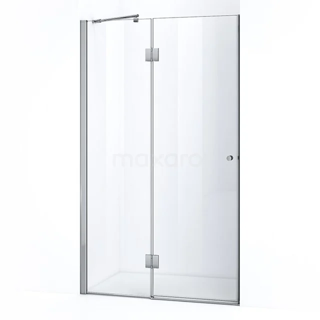 Glasene Duschtür mit silberfarbener Aluminiumrahmung, elegantes Design, ideal für ein modernes Badezimmer.