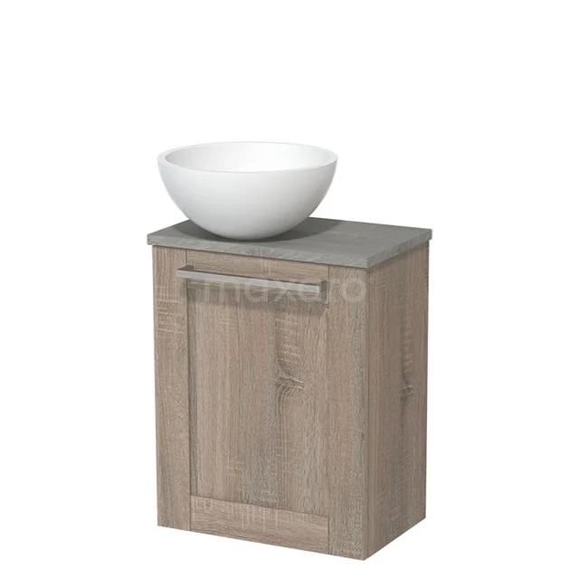 Toilet unit with countertop wash basin | 41 cm Oak Front Matte white Solid surface wash basin Grey oak worktop TMK10-01921