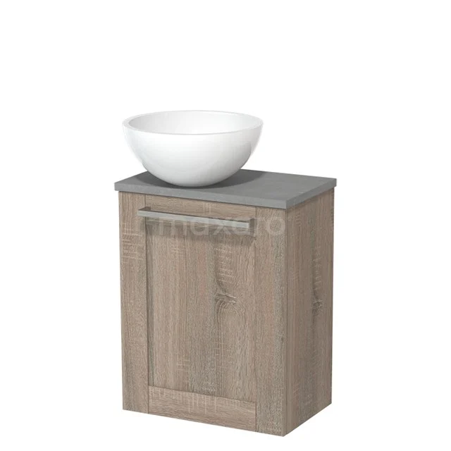 Countertop wash basin | 41 cm Oak Fronts High-gloss white Mineral marble basin Light grey concrete worktop TMK10-06307