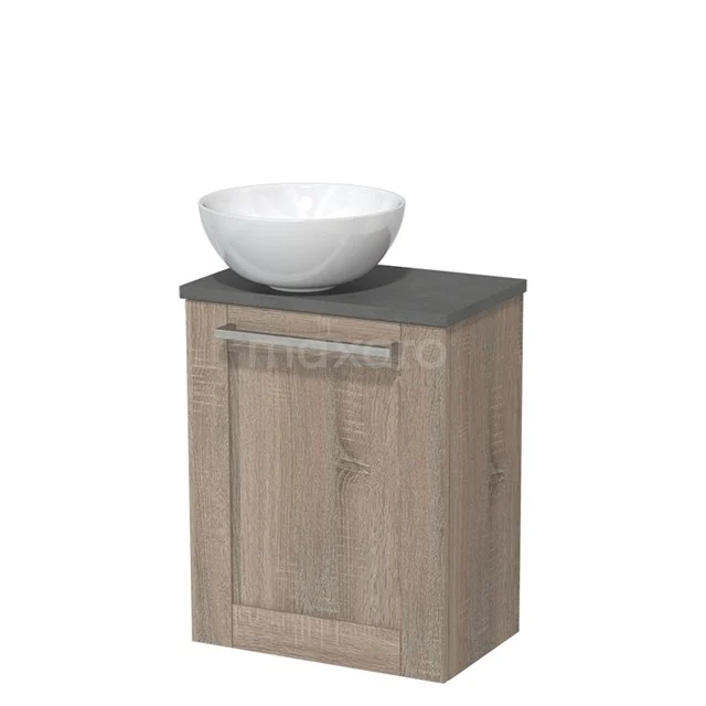 Toilet unit with wash basin | 41 cm Oak Front High-gloss white Ceramic wash basin Dark grey concrete worktop TMK10-06315