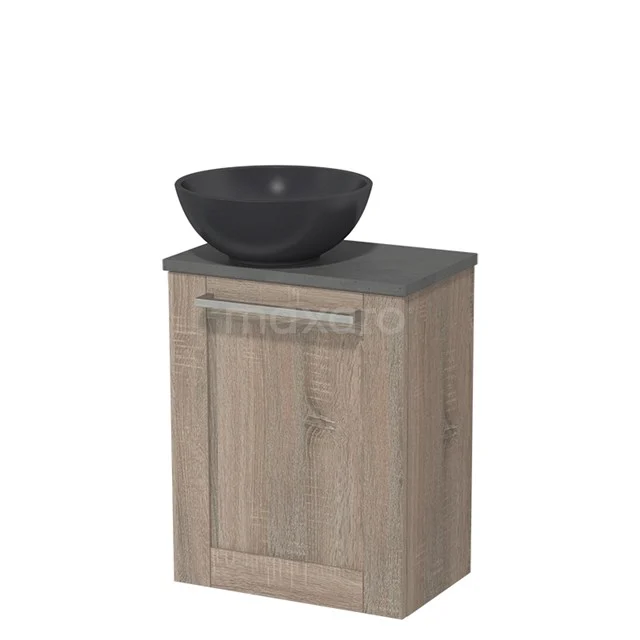 Countertop wash basin | 41 cm Oak Front Matte black Quartz wash basin Dark grey concrete worktop TMK10-06319