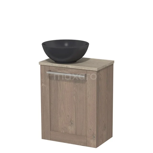 Toiletmeubel met Waskom Quartz Modulo Middenbruin Eiken Kader 41 cm Lichtgrijs Eiken Blad TMK10-06599