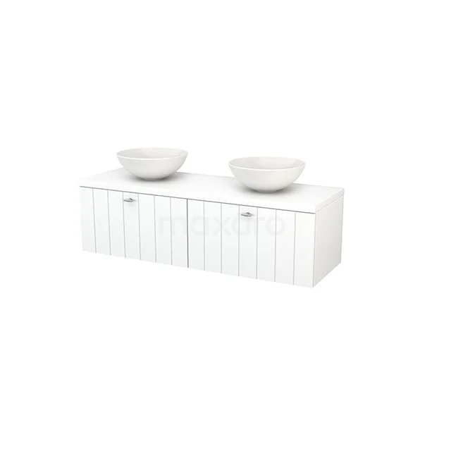 Badkamermeubel voor Waskom 140cm Modulo+ Plato Mat Wit 2 Lades Lamel BMK002200