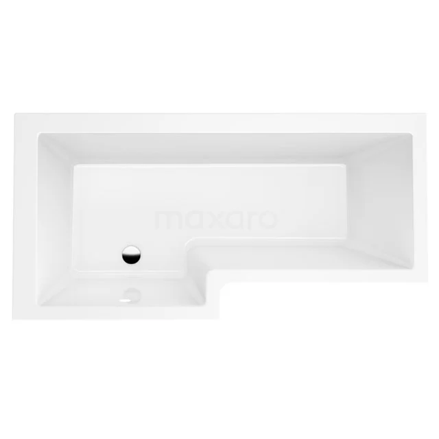 L-förmige Badewanne weiß, modernes Design, Acrylmaterial, ideal für eine stilvolle Badezimmergestaltung.