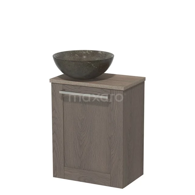 Toilet unit with countertop wash basin | 41 cm Dark brown oak Front Blue stone Natural stone Countertop wash basin Natural stone worktop Natural stone Worktop TMK10-06696